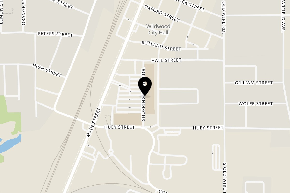 Map showing the location of Los Magueyes Mexican Restaurant Wildwood on 346 Shopping Center Dr in Wildwood