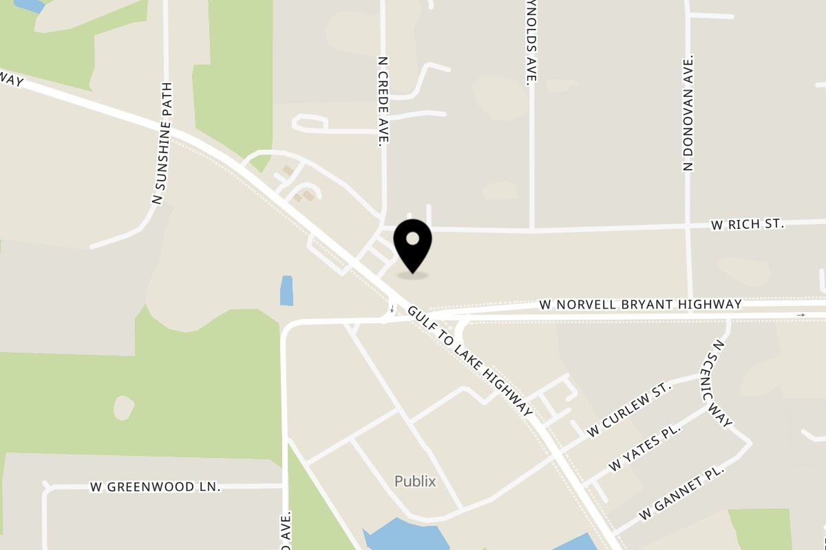 Map showing the location of Los Magueyes Mexican Restaurant Crystal River on 6875 W Gulf to Lake Hwy in Crystal River